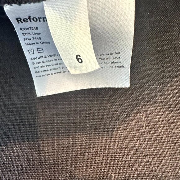 Reformation Black Linen Wide Leg Pants with Tie Waist - Size 6 - Picture 8 of 8